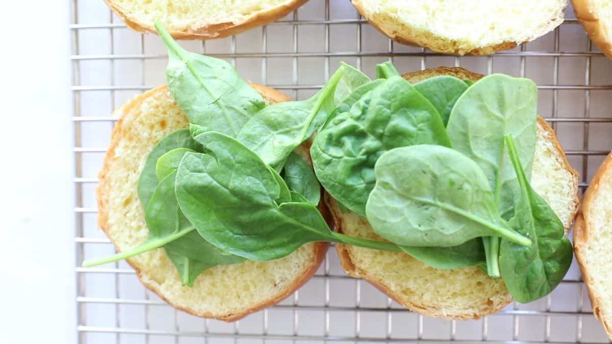 Spinach on hamberger bun