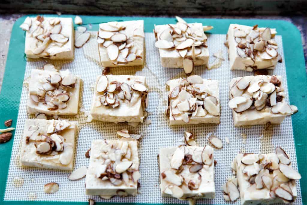 maple almond encrusted tofu