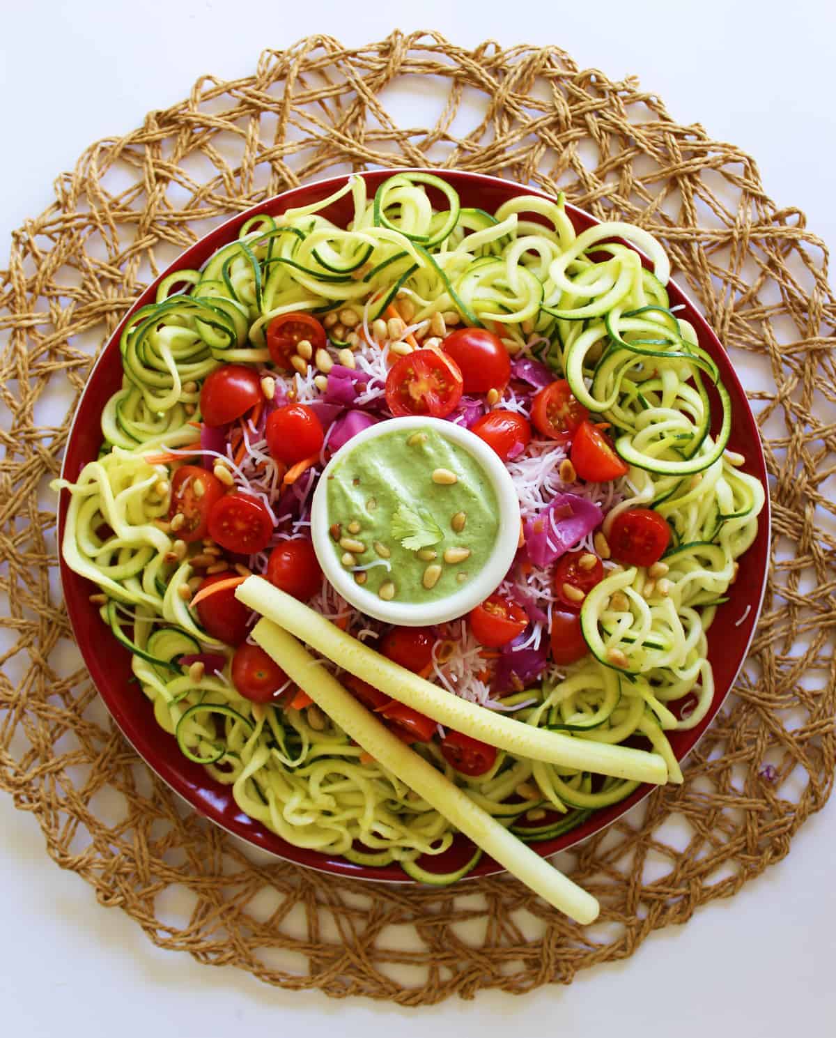 Zoodles and Things With Basil Cream