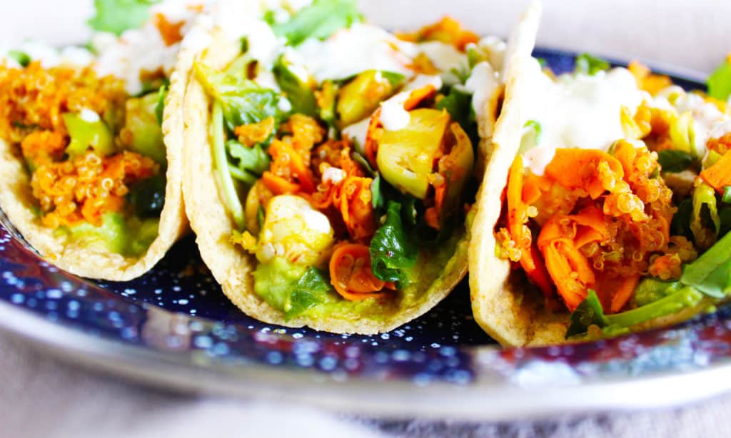 Spicy Smoked Vegan Taco With Garlic Cashew Cream. Vegan, gluten free, dairy free