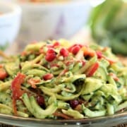 Zucchini and Yellow Squash Zoodles With Avocado Basil Pesto