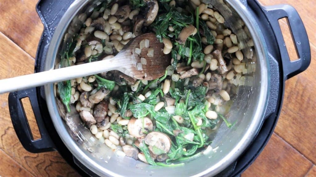 Sautéing the vegetables in the instant pot