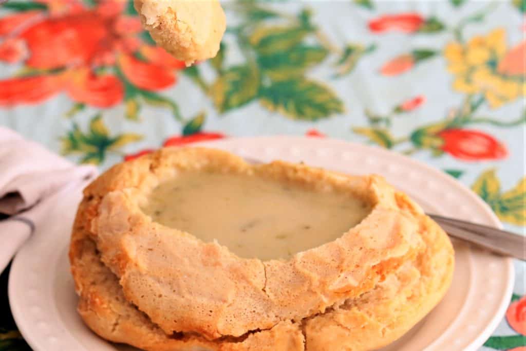 Brocolli Soup in bread bowl