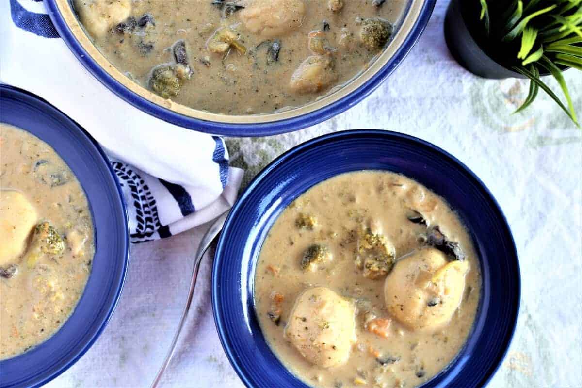 Cream of Vegetable Soup With Dumplings Green Scheme