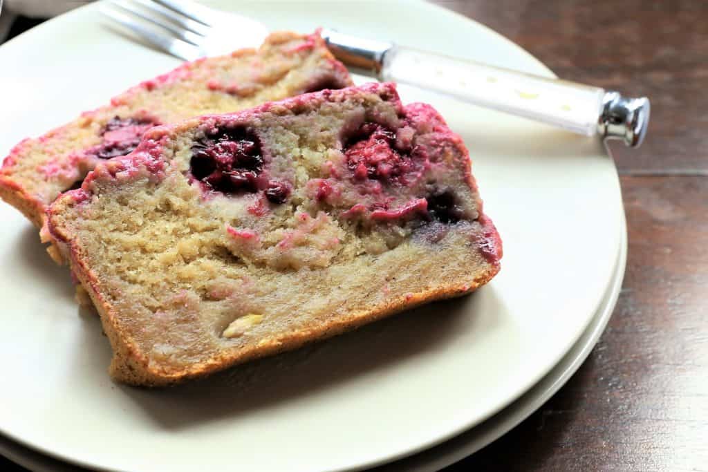 Vegan Banana Blackberry Bread. Light, fluffy, moist, delicious!