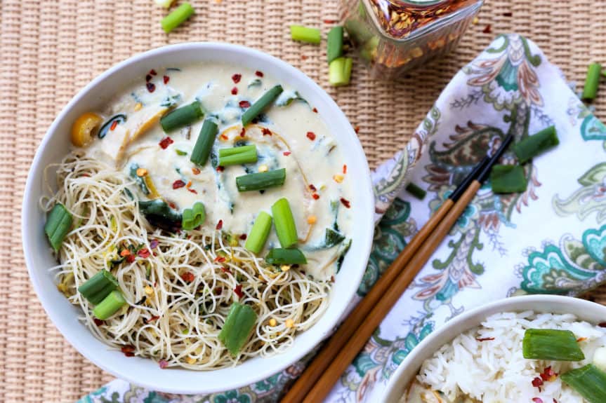 Yummy Spinach Tofu Green Curry. Vegan, gluten free, dairy free.