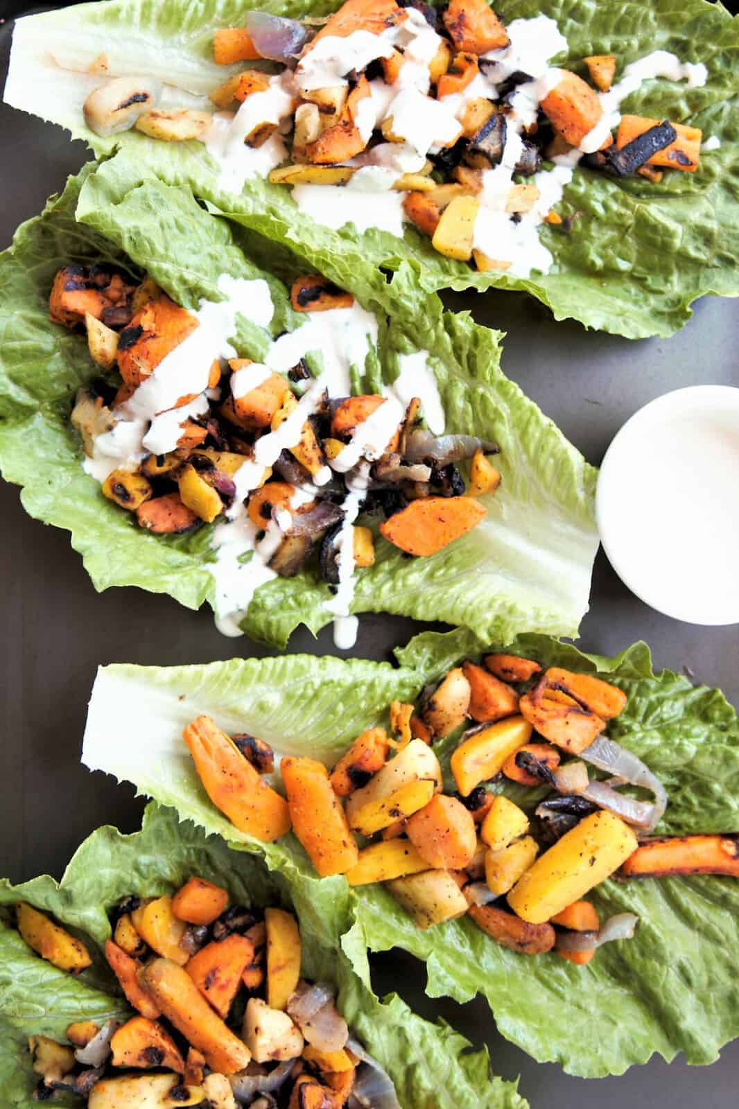 Roasted Vegetable Lettuce Wraps, light, fresh and healthy. 30 min.