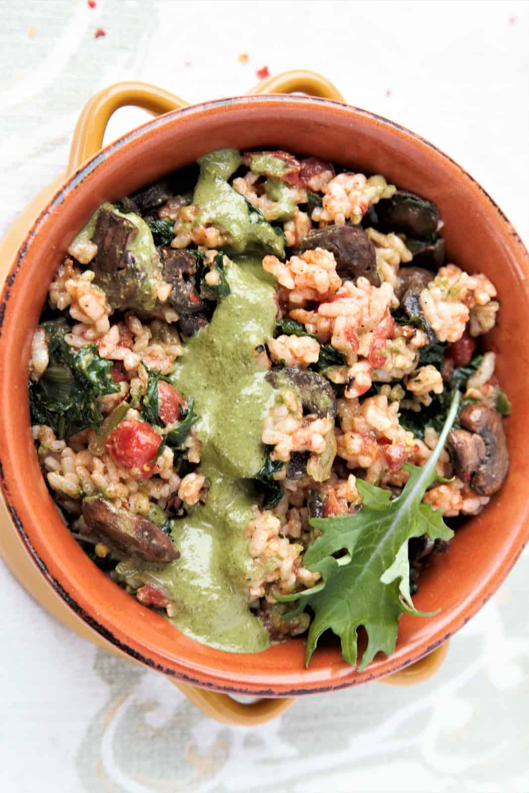 Instant Pot Kale Tomato Risotto, creamy, yummy, vegetarian, gluten free!