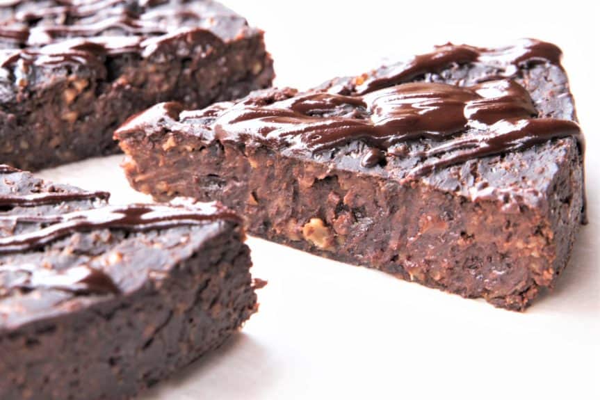 Black Bean Brownie Cake gooey good. Vegan, gluten free dairy free
