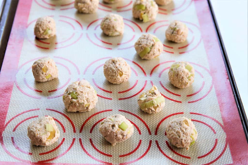 Vegan meatballs ready for baking