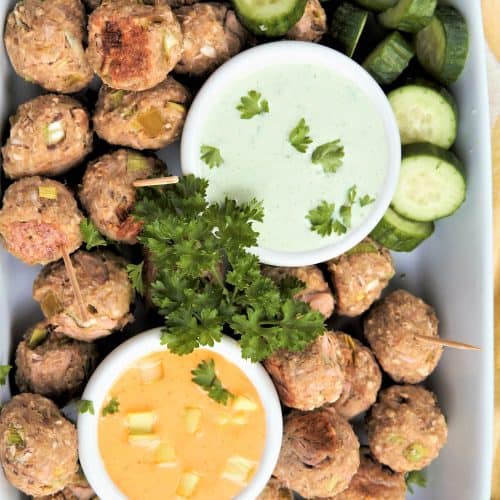 Vegan Meatball Appetizers With Cucumber Dill Dip