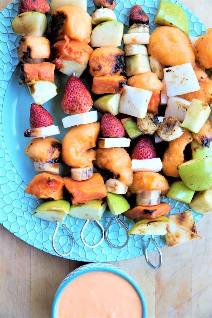 Grilled Fruit Kabobs-light And Fresh Fruit Vegan Snack.