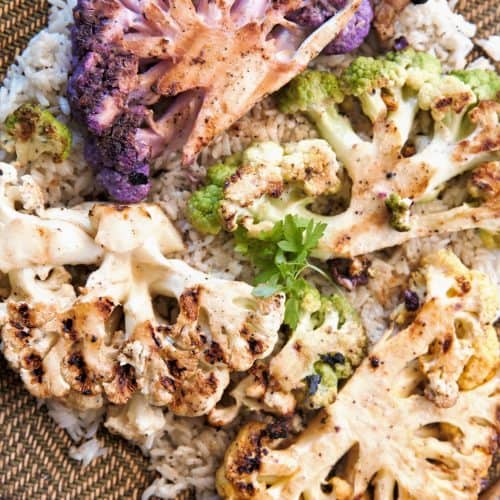 Grilled Sesame Ginger Cauliflower Steaks