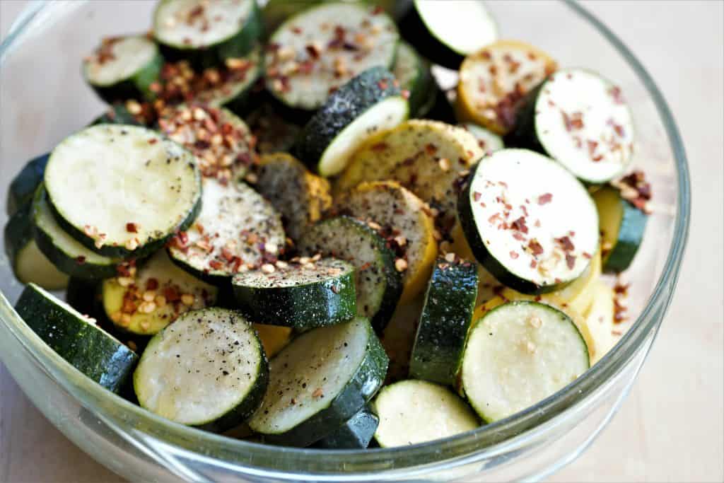 Slice and season zucchini