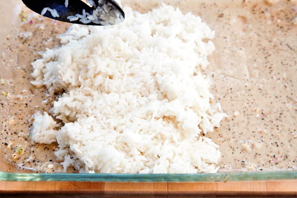 Add rice to pan