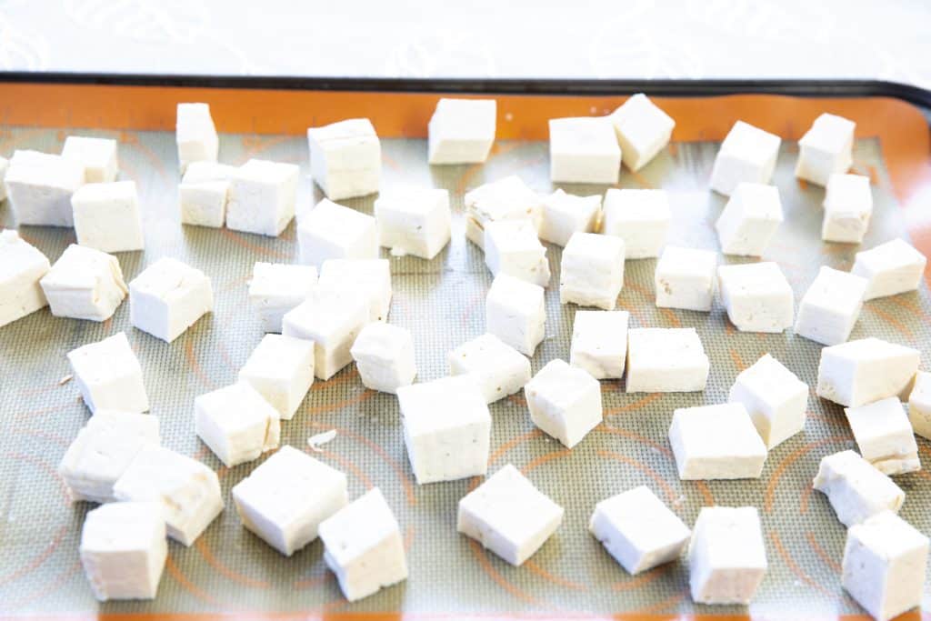 Cut tofu into cubes