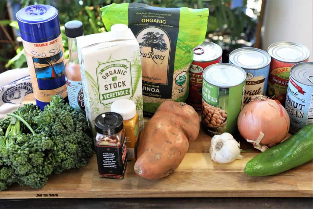 Ingredients used to make instant pot vegetable curry