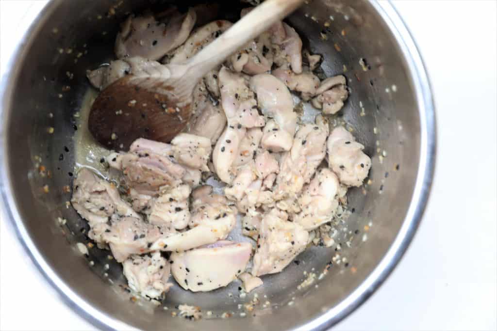 Saute chicken and spices
