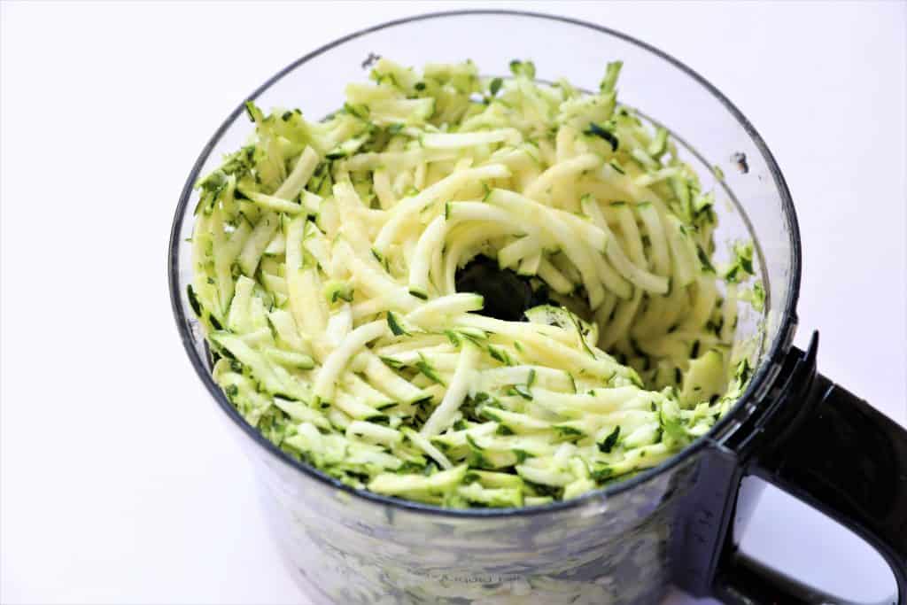 shredded zucchini in food processor