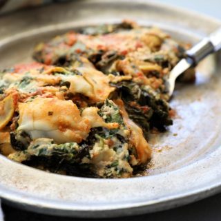 Serving of zucchini kale lasagna