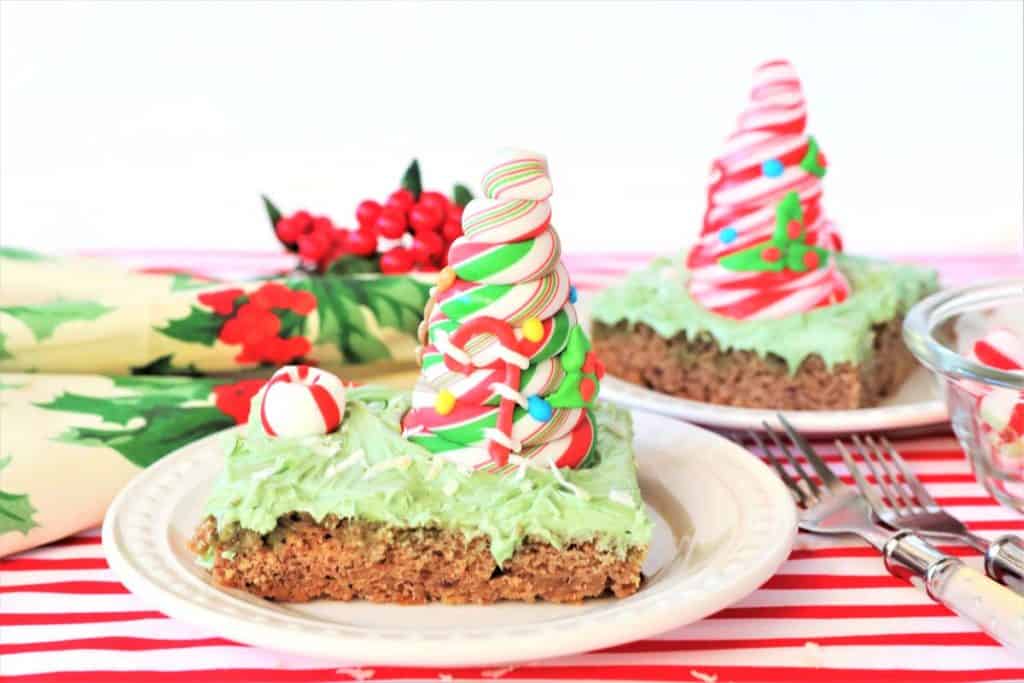 Slice of cake with Christmas tree