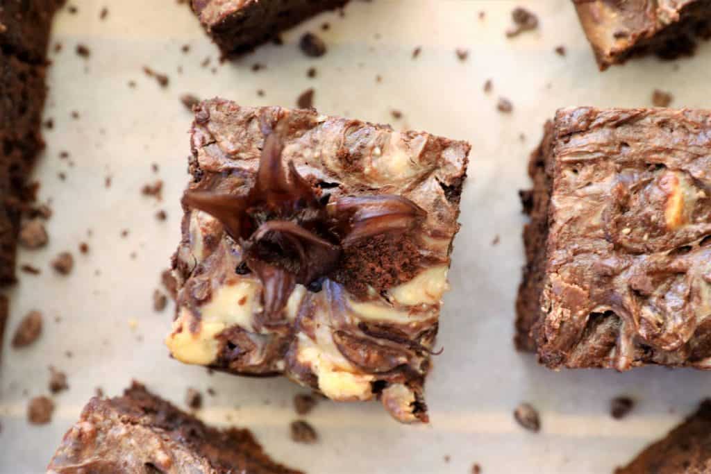 Gluten Free Cream Cheese Brownie close up