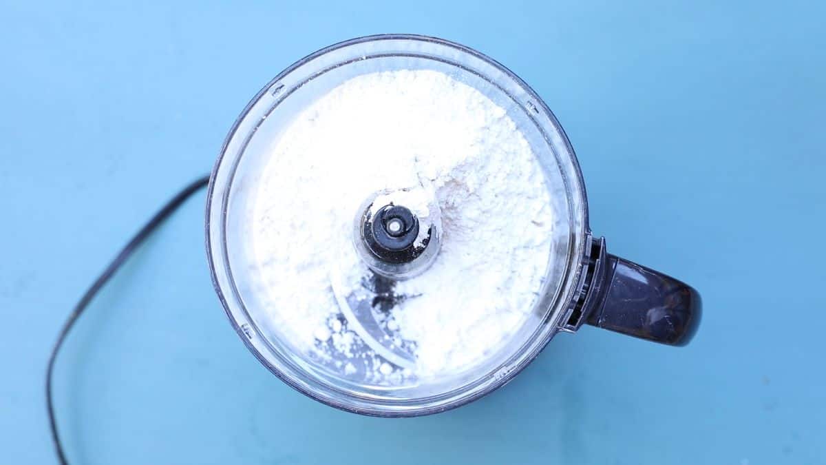 Add flour, dry ingredients to food processor